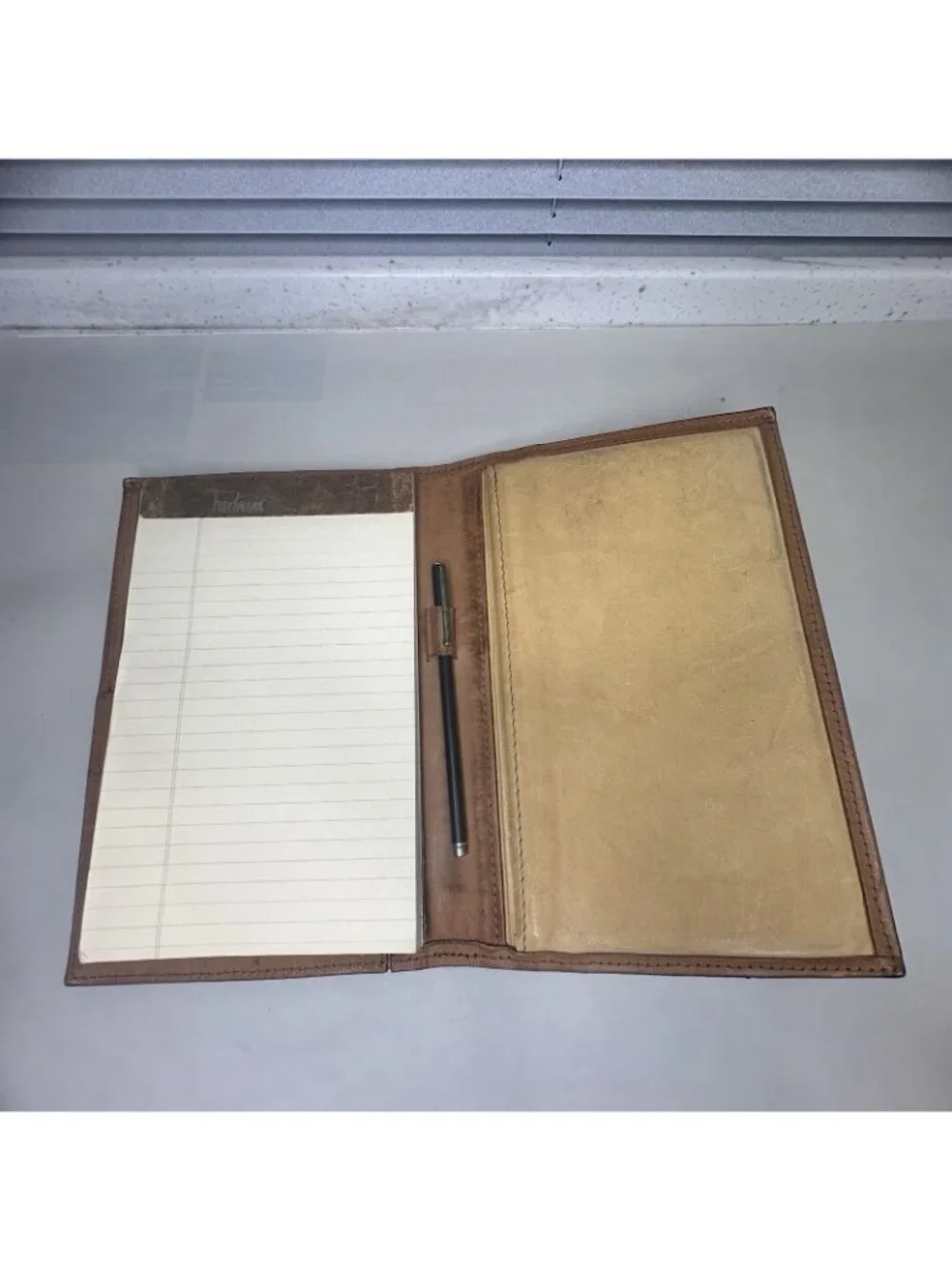 VTG Hartmann Belting Leather Writing Folio Jotter Pad w/original Pad & Pen 8.5x6